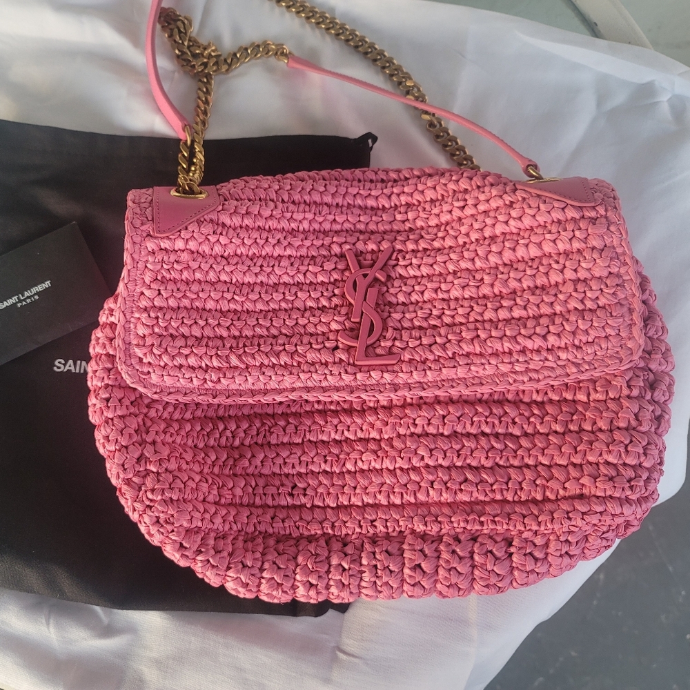 YSL Pink Raffia Bag - Picture 11 of 16